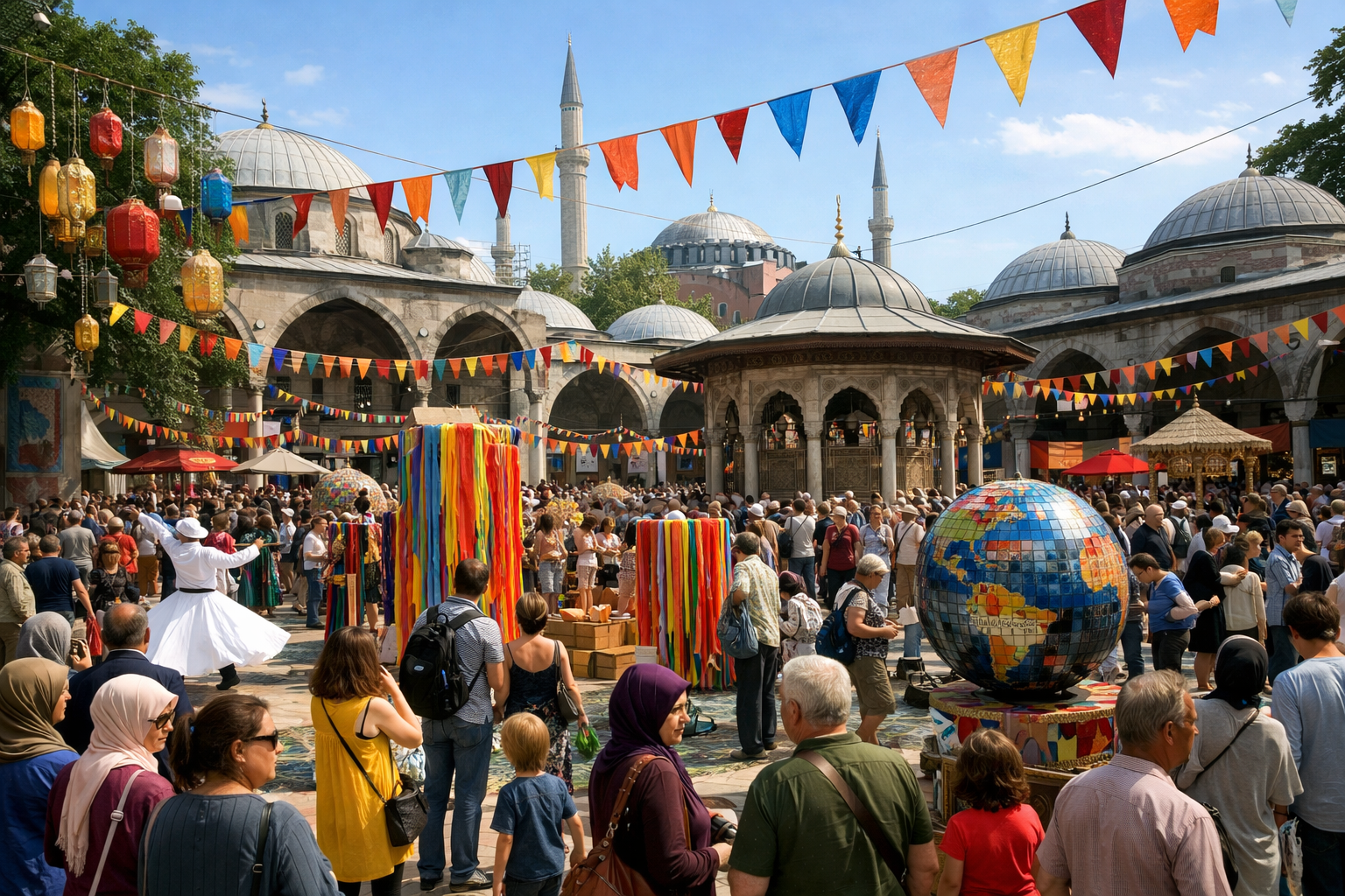 Istanbul'da bir kulturel etkinlikte katilimcilar